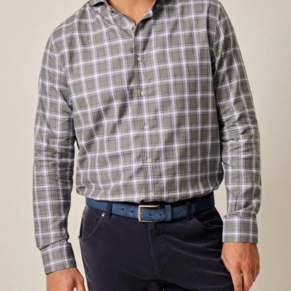 Johnnie-O Men's Trenton Button Up Shirt Charcoal- Sz XL - NWT ($178 Retail)